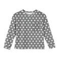 thumbnail image 4 of Girls Long Sleeve Polka Dot Pullover Crewneck Sweatshirt with Chest Pocket Casual Soft Top for Kids Youth, 4 of 4