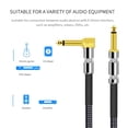 thumbnail image 4 of 3 Meters/ 10 Feet Musical Instrument Audio Guitar Cable Cord 1/4 Inch Straight to Right-angle Gold-plated TS Plugs PVC Braided Fabric Jacket for Electric Guitar Bass Mixer Amplifier Equal, 4 of 5