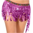thumbnail image 6 of Felirenzacia Women's Triangular Belly Dancing Hip Scarf Wrap Skirt with Gold Coins, Purple,Free Size, 6 of 7