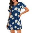 thumbnail image 1 of KLL Chemise de Nuit à Manches Courtes Imprimé Fleurs pour Femmes Confortable Col Rond Mignonne à Volants, 1 of 6