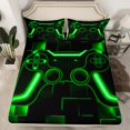 thumbnail image 2 of Gaming Bedding Set For Boys Green Gamer Sheet Set For Kids Teen Cool Video Game Black Bed Sheets,Abstract Check Ombre Green Honeycomb Bed Sheet Set 4 Piece For All Season(Black Queen), 2 of 6