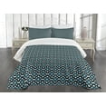 thumbnail image 3 of Ambesonne Geometric Quilted Bedspread Set 3 Pcs, Nature Inspried Bloom, King Size, Blue Cream Black, 3 of 5