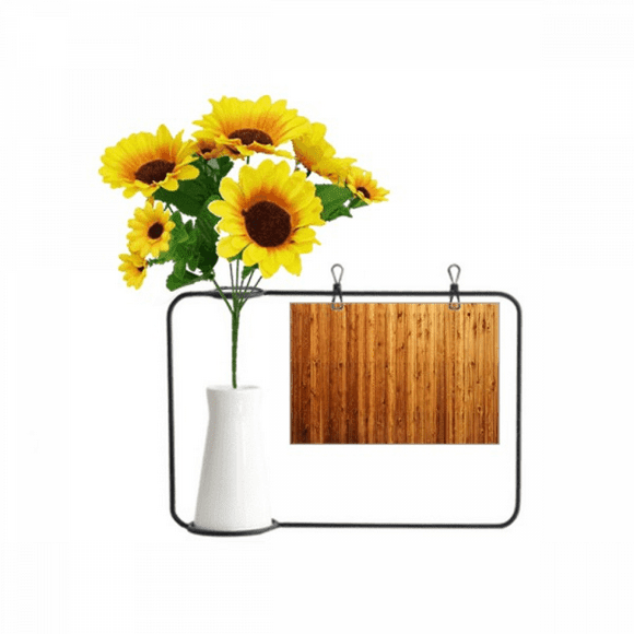 Orange Wood Floor Wallpaper Texture Artificial Sunflower Vases Bottle Blessing Card