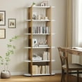 thumbnail image 5 of Memoryfield 6-Tier Industrial Bookshelf, Rustic Wood Bookcase with Metal Frame, Open Storage Display Rack for Living Room Office Bedroom, White, 5 of 8
