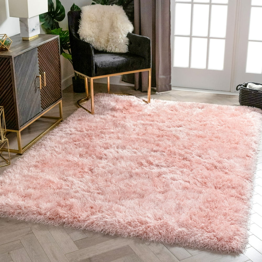 Well Woven Kuki Chie Glam Solid Textured UltraSoft Plush Pink 5'3" x 7