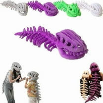 29.5" Spinosaurus Plush Dino Outfit, Outfit Halloween Fun Dinosaur Skeleton Plush Costume with Spine Extension for Parties, Wearable Dino Skeleton Plush (Purple)