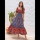 thumbnail image 4 of Vestido Informal, Fluido, con Estampado Floral Bohemio, Hombros Descubiertos, para Mujer (Verano 2025) Fondo Azul L, 4 of 10