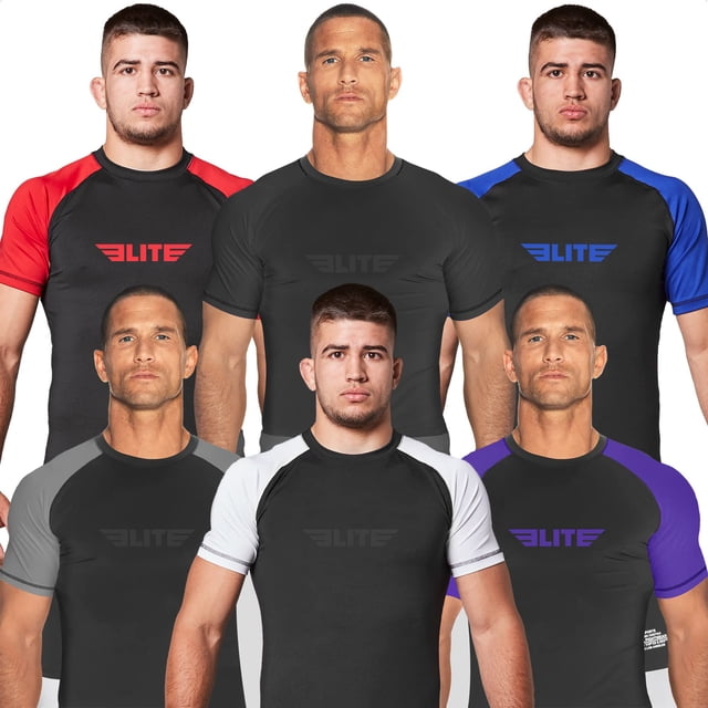 Elite Sports Nuevo artículo estándar de compresión de manga corta Mma Bjj No Gi Cross Training Rash Guard grande rojo