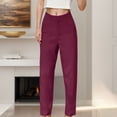 thumbnail image 2 of YFELWZ Pantalons Décontractés Formels Taille Haute pour Femmes Grande Taille Coupe Ajustée Rouge Brique S, 2 of 4