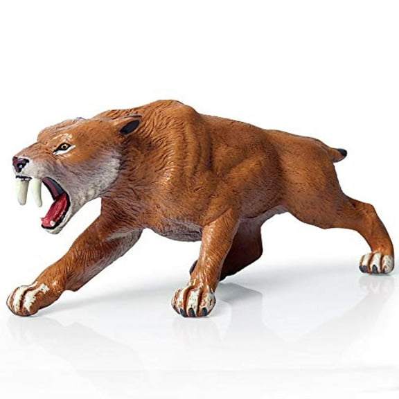 Ksopiavobs Smilodon Figurine Realistic Plastic Smilodon Saber-Toothed Cat Figurine for Collection Science Educational Prop