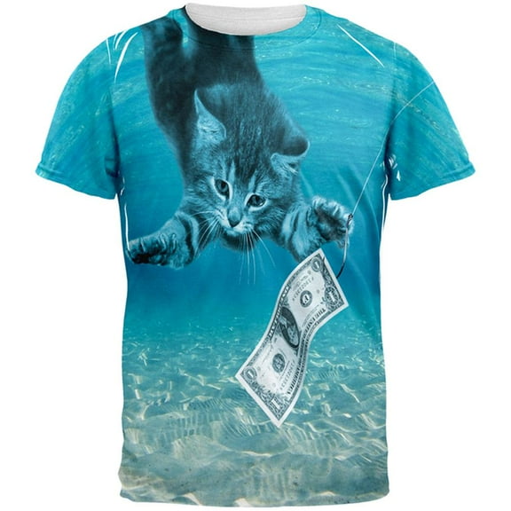 Kitty Nevermind Cat Parody All Over Adult T-Shirt - Small