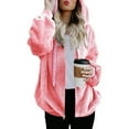 thumbnail image 4 of Women Solid Color Coat Windproof Outer Coat Warm Winter Overcoat Fluffy Jacket Button Down Overcoat Long Sleeve Cardigan, 4 of 7