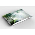 thumbnail image 2 of Ambesonne Nature Pillow Sham 2 Pack, Sunbeams Shadows Idyllic, 26"x20", Green White, 2 of 3