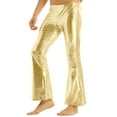 thumbnail image 3 of TSSOE Men's PVC Leather Long Pants 70s Disco Trousers Flared Bell Bottoms Vintage Leggings Tights Gold S, 3 of 7