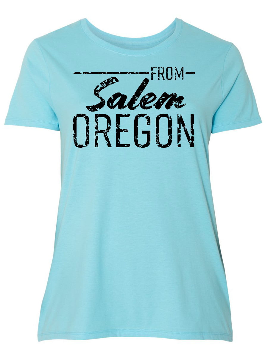 INKtastic - From Salem Oregon in Black Distressed Text Women&#39;s Plus Size T-Shirt - www.neverfullmm.com ...