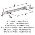 thumbnail image 3 of Amerock Central 5-1/16 inch (128mm) Center-to-Center Polished Chrome Cabinet Pull, 10 Pack, 3 of 4