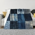thumbnail image 3 of Throw Blanket for Couch, Indigo Patchwork Quilt Super Soft Fuzzy Comfy Warm Throw Blanket, Cuteness Lightweight Cozy Plush Flannel Blanket & Throws for Sofa and Bed All Season, 3 of 5