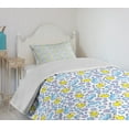 thumbnail image 4 of Ambesonne Cartoon Quilted Bedspread Set 2 Pcs, Watercolor Bubbles Ducks, Twin Size, Yellow Lilac and Blue, 4 of 6