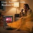 thumbnail image 2 of LifePlus Electric Fireplace Heater, Freestanding Fireplace Stove with 3D Realistic Flame for Indoor Home Safe Use, 750W/ 1500W, 19", 2 of 10