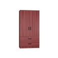 thumbnail image 3 of Woodpeckers Furniture And Mattress 2-Door Closet with 2-Drawers (Mahogany), 3 of 7