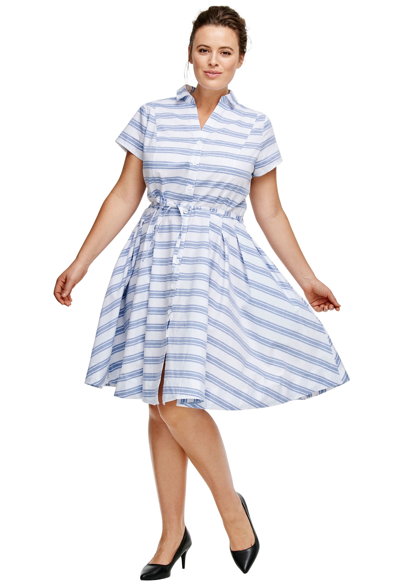 Ellos - Ellos Plus Size Sandy Shirtwaist Dress - Walmart.com