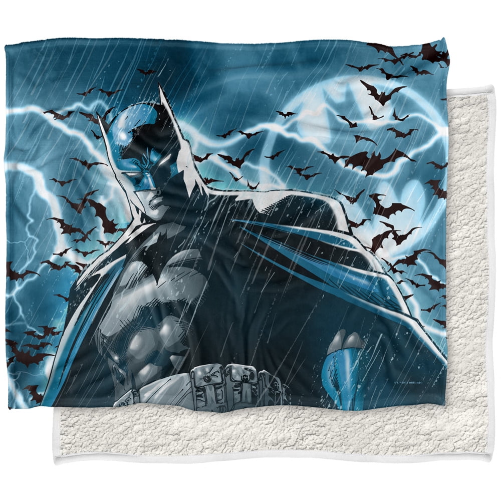 Batman Blanket, 50"x60", Stormy Knight Close Up Silky Touch Sherpa Back