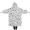 thumbnail image 2 of Oversized Wearable Blanket Hoodie,Black and White Halloween Ghosts Sherpa Blanket Hoodie with Super Pockets,Super Warm Fuzzy Pullover for Women & Men, 2 of 6