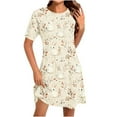 thumbnail image 2 of Women's Easter Dresses Short Sleeve Round Neck Printed Floral Pullover for Casual Spring Holiday Wear, 2 of 5