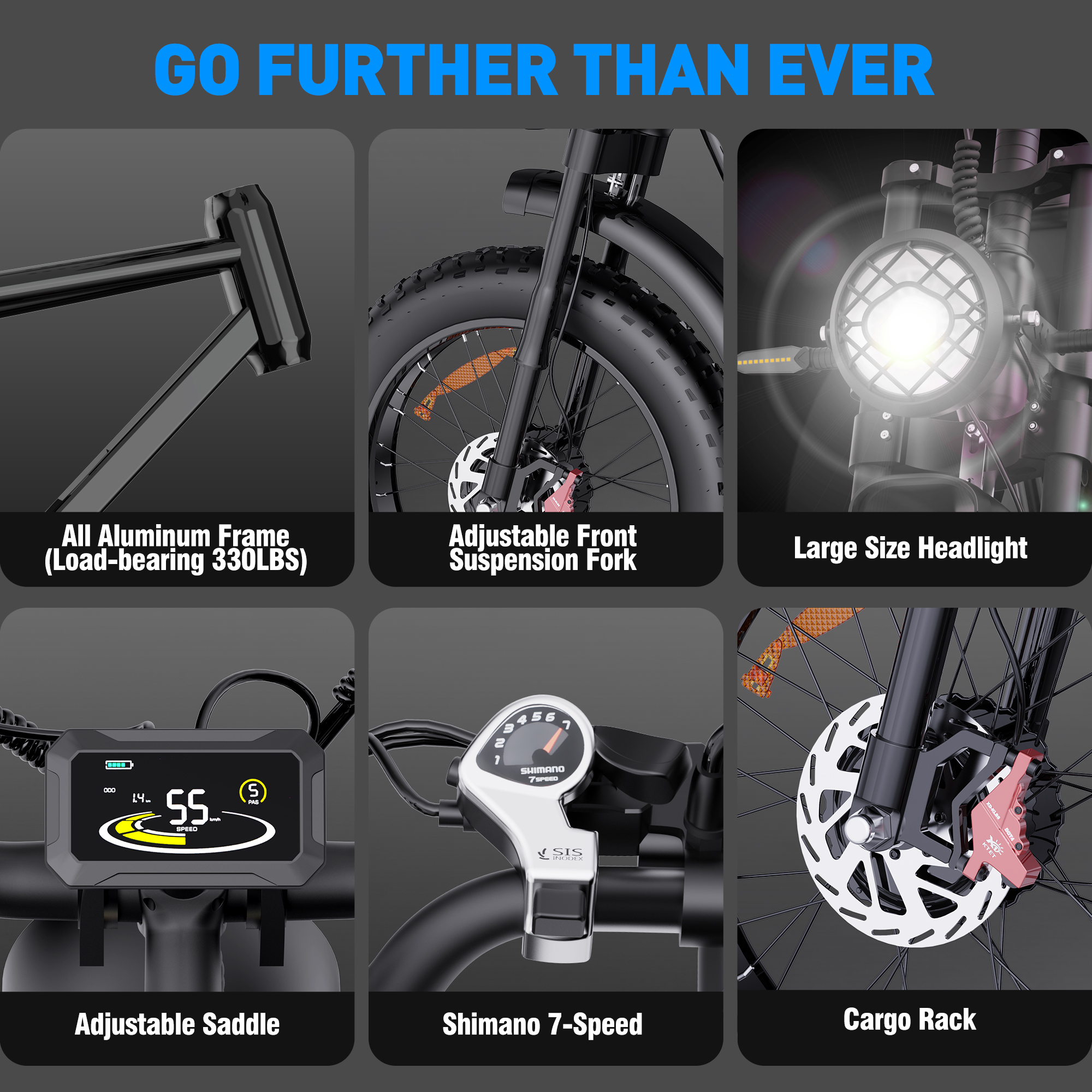 Ridstar Dual Motor 2000W 52V 40Ah Removable Battery Mountain BikeMtb Electric Bike for Adults 20" Fat Tire Electric Motorcycle,Full Suspension Electric Bicycle UL2849
