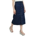thumbnail image 2 of Bimba Women's Mid-Calf A-Line Denim Skirt Elastic Waist Casual Summer Wear-S, 2 of 6