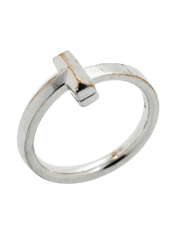 Pre-Owned Tiffany & Co. T One Ring, 18K White Gold, Size 8, Women's