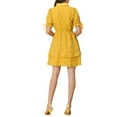 thumbnail image 3 of INSPIRE CHIC Women's Solid Color Short Sleeve Casual A-Line Shirt Dress XS Yellow, 3 of 6