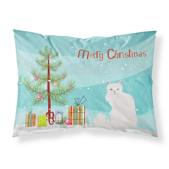 Asian Semi Longhaired Cat Merry Christmas Fabric Standard Pillowcase