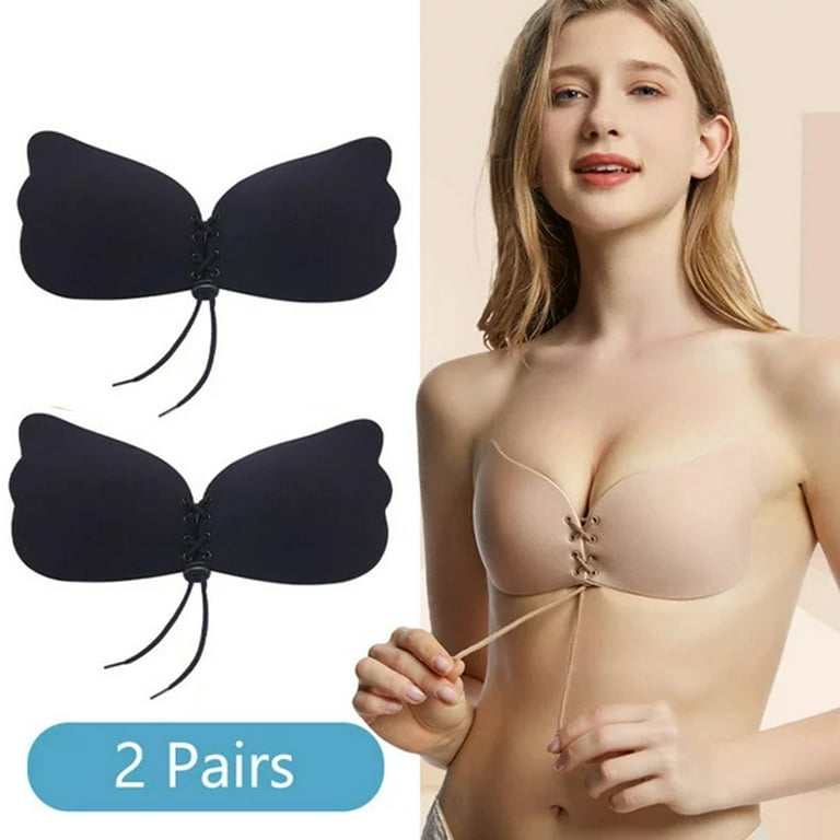 Backless Bra, Sticky Bra, Reusable Adhesive Bra, Strapless Bras for Women,  Backless Strapless Bra Push Up, Adhesive Invisible Lift Up Bras 2 Pairs 