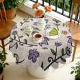 thumbnail image 4 of Round Tablecloth flower Waterproof 60 Inch Polyester Table Cover Stain Wrinkle Free for Kitchen Use, 4 of 5