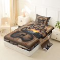thumbnail image 2 of Castle Fairy Teens Rustic Wood Paw Cutout Deer Twin Sheets 3pcs,Sunset Pine Mountain Backdrop Bedding,Brown Tan Black,1 Fitted Sheet, 1 Flat Sheet and 1 Pillowcase, 2 of 6