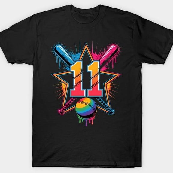 Baseball Drip 11th Birthday Home Plate Boy Youth 11 Year Old T-shirt