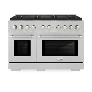 ZLINE 48 in. 6.7 cu. ft. Paramount Double Oven Gas Range with 8 Burner Cooktop in DuraSnow Stainless Steel (SGRS-48)
