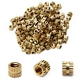 thumbnail image 1 of HUGFEGWE M4x4mm Female Thread Knurled Nuts,100PCS Hx5mm OD Brass Threaded Insert Embedment Nuts Hydraulic Welded Joint Injection Molding Assortment Kit for 3D Printing Injection Molding CJB91-24981, 1 of 8