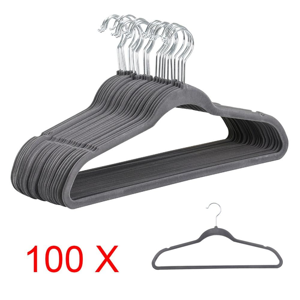 45cm length Yaheetech 100x Thin Space Saving Non-Slip Coat Hangers,Grey 