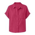 thumbnail image 7 of Annhoo Button down Shirts for Women Summer Casual Short Sleeve Collared Blouses Plus Size Loose Tops with Pockets, 7 of 7