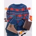 thumbnail image 2 of Cogild Halloween Sweaters for Women Fall Sweater Fair Isle Knit Pumpkin Maple Leaf Pattern Crew Neck Long Sleeve Pullover, 2 of 10