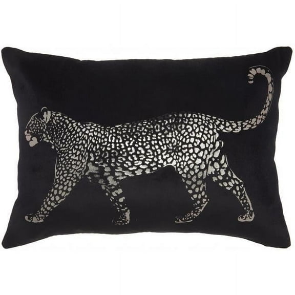 14 x 20 in. Black Leopard Lumbar Pillow