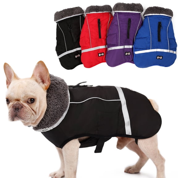 Tineer Reflective Thicken Dog Jacket Vest Winter Warm Pet Outfit Jacket Coat with Harness Hole for Small Medium Large Dogs for Cold Weather(S,Black)