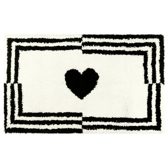 Alfombra de ba?o con patrón de corazón lindo REGALWOVEN, alfombra de ba?o ultra suave y antideslizante, alfombra de ba?o esponjosa y absorbente beige-2 20" x 32"