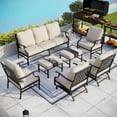 thumbnail image 2 of MF Studio 7-Piece Patio Conversation Set Outdoor Furniture Sofa Set for 9 Person with Beige Cushions, 2 of 7