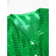 thumbnail image 5 of YONGHS Kids Boys Glittery Sequined Vest Top Waistcoat Costume for Choir Jazz Dance 7-15 Green 12-13, 5 of 7