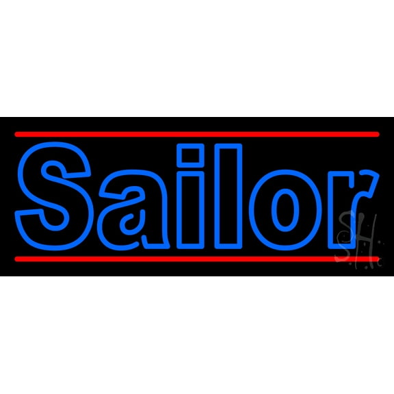 Sailor LED Neon Sign 10 x 24 - inches, Black Square Cut Acrylic Backing, with Dimmer - Bright and Premium built indoor LED Neon Sign for Defence Force.