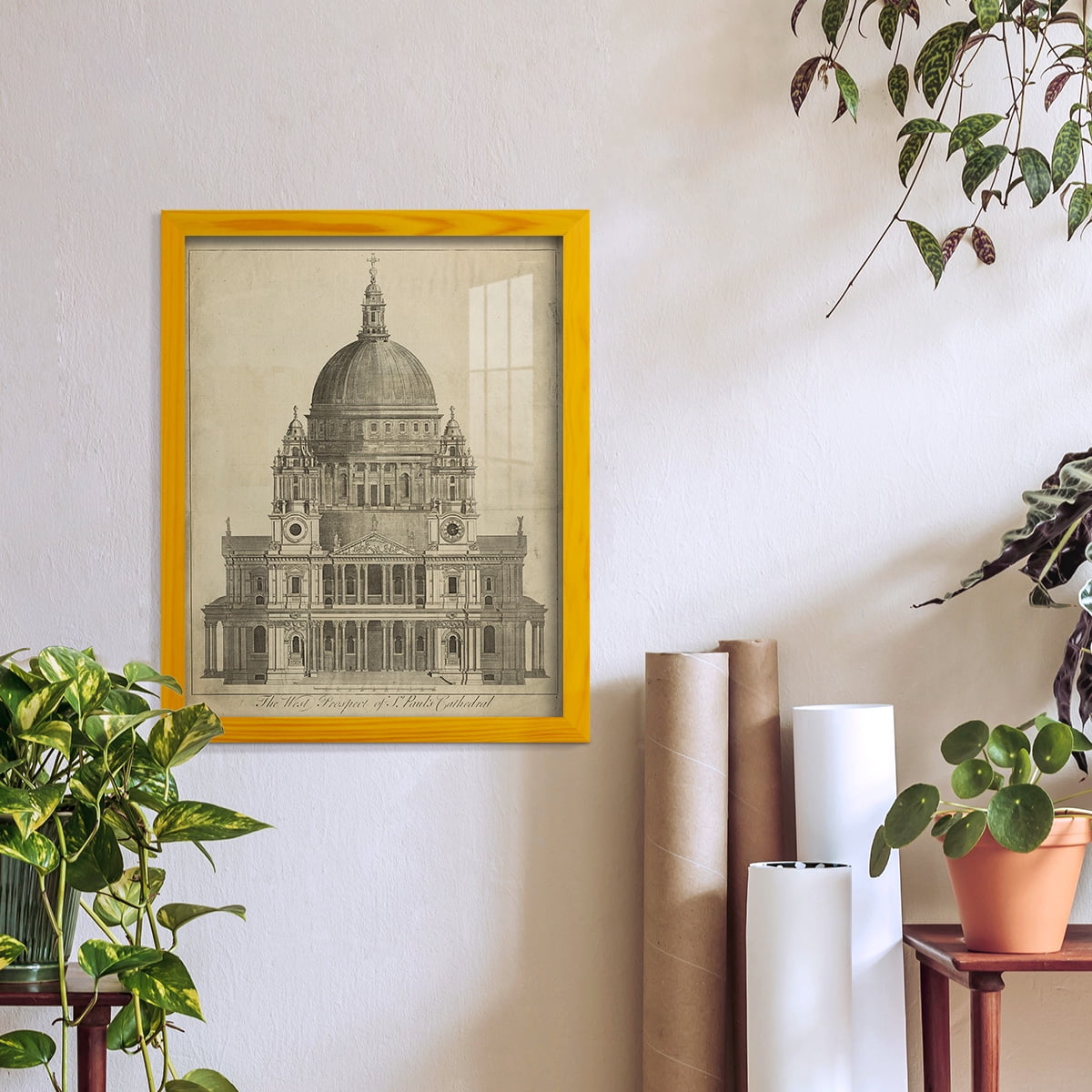St. Paul's Cathedral -Framed Print w/glass-Sunflower Yellow