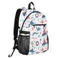 thumbnail image 2 of JIALIOU 14" Laptop Backpack Waterproof Airline Approved Stylish Casual Daypack for Travel Business College Work, Lifebuoy Whale Starfish, 2 of 8